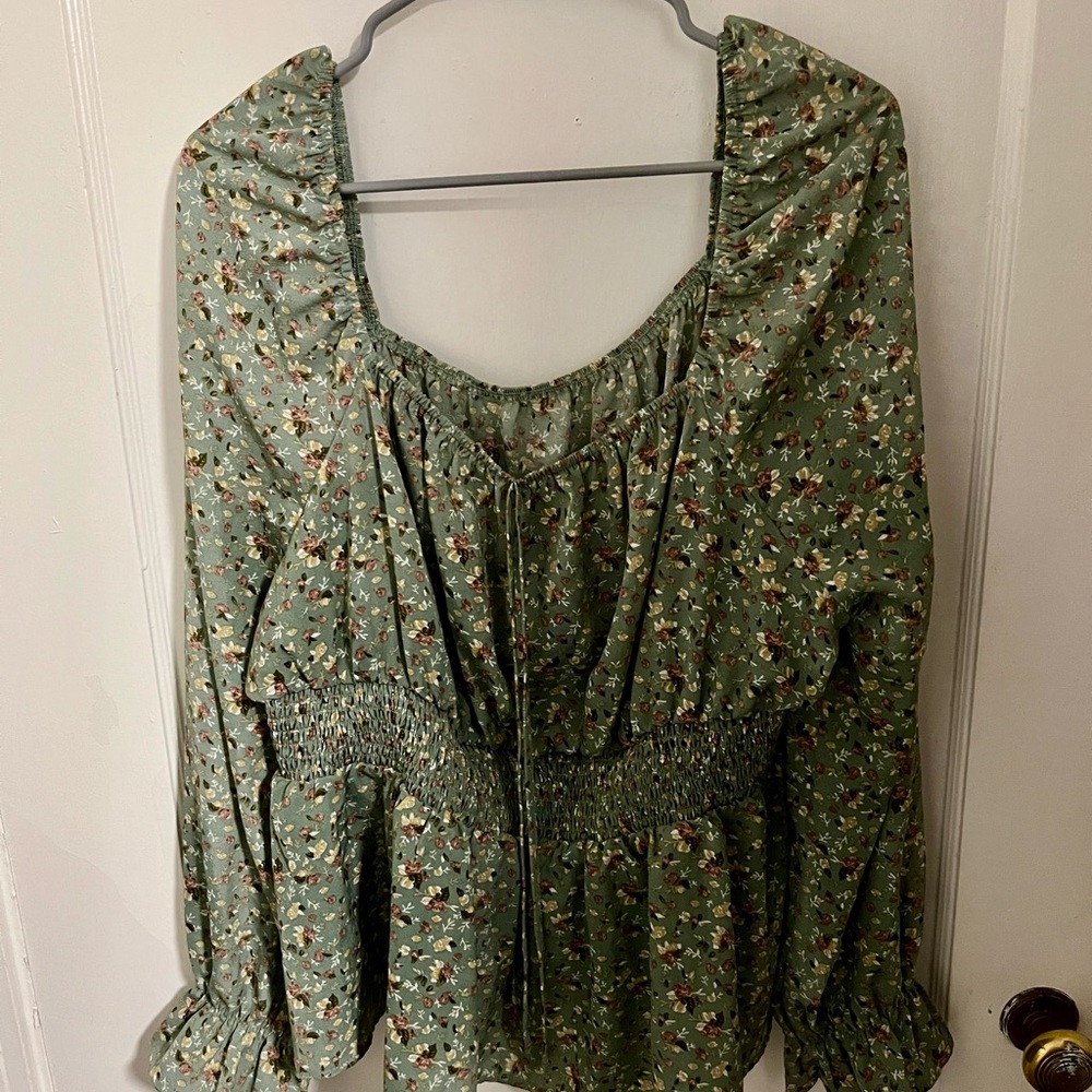 Floral Green Women's Top